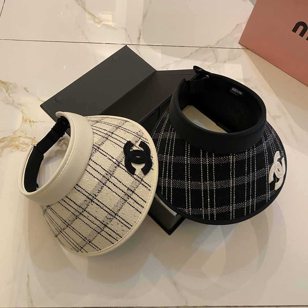 Chanel-Inspired Checkered Sun Visor