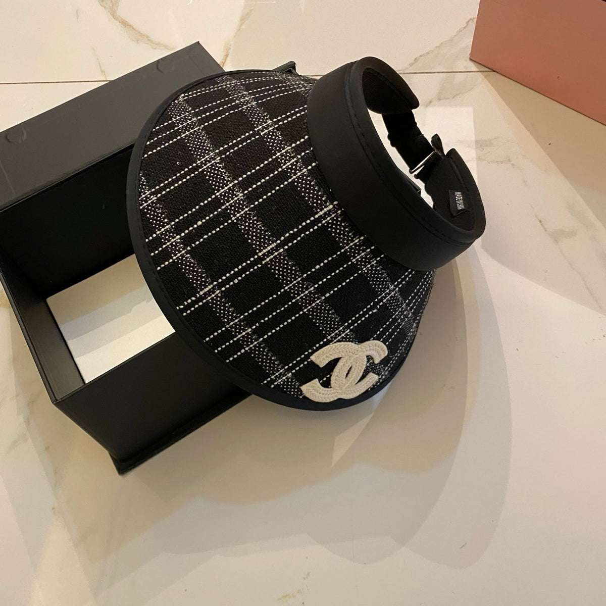 Chanel-Inspired Checkered Sun Visor