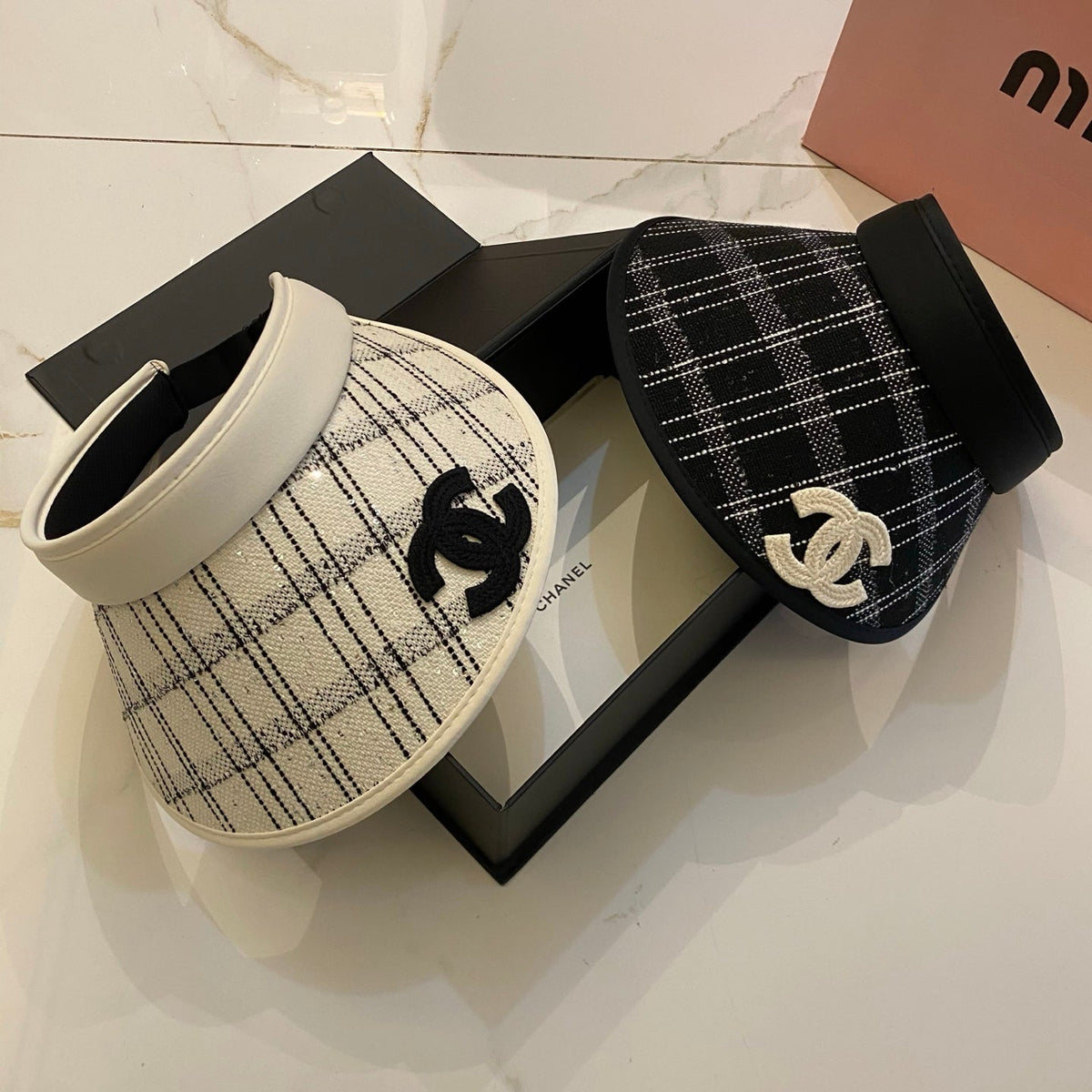Chanel-Inspired Checkered Sun Visor