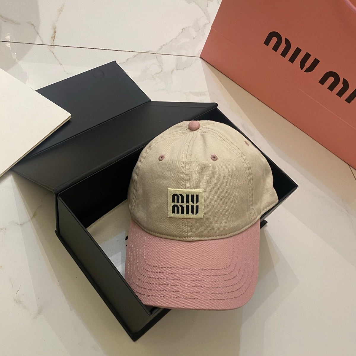 Miu Miu Color-Block Logo Baseball Cap