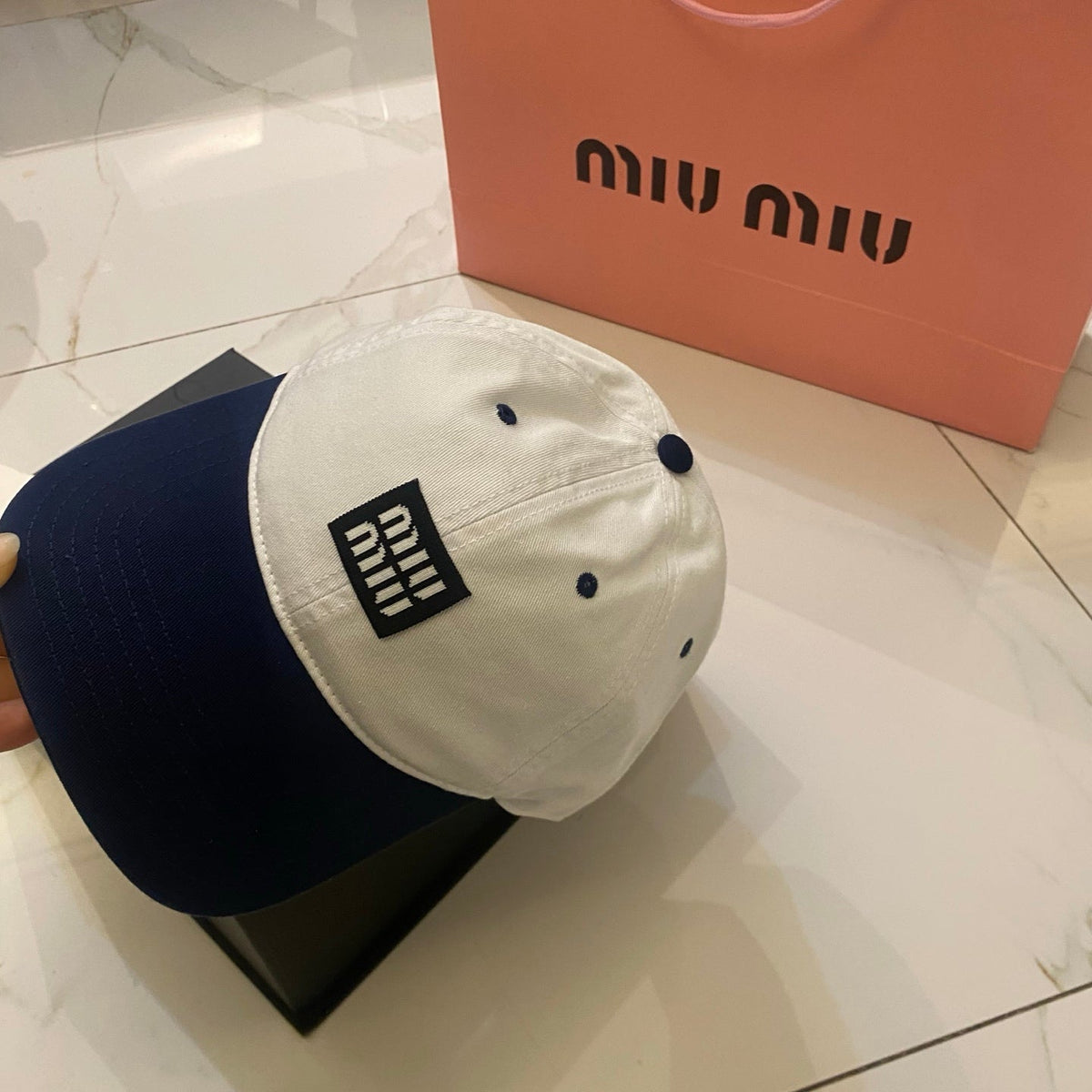 Miu Miu Color-Block Logo Baseball Cap