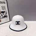 Chanel-Inspired Bucket Hat - White / Black