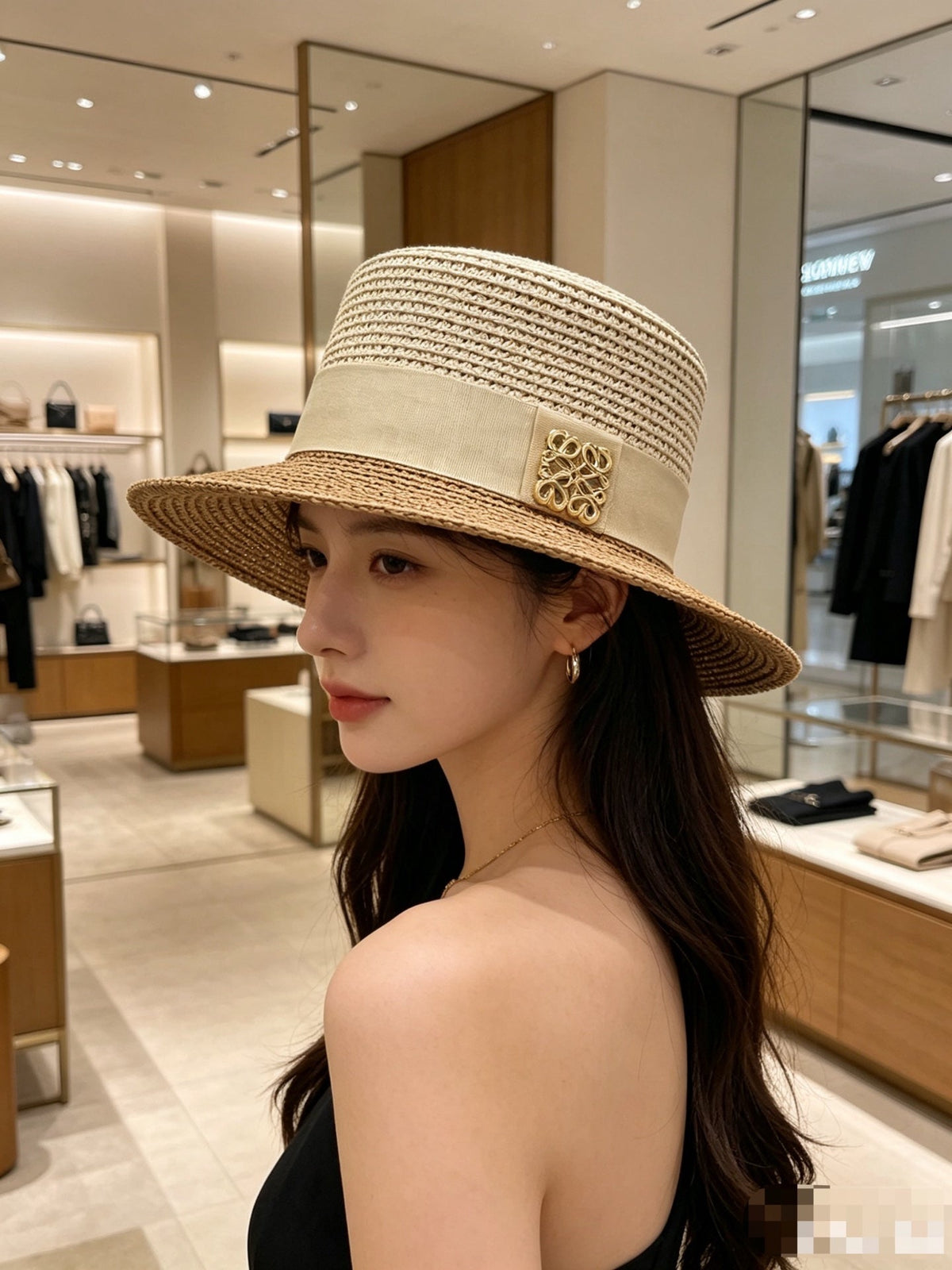Loewe Color-Block Flat-Top Hat